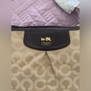 Coach Swingpack Beige with Mahogany Lizard, Purple Interior